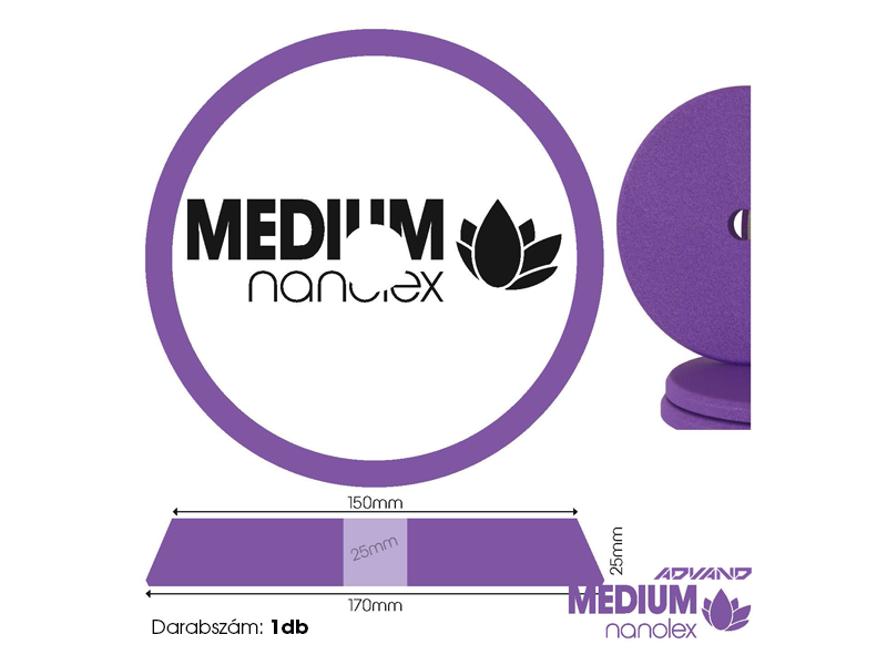 NANOLEX NX PPAD62 1db Polishing Pad DA 170x25x150, Medium, Purple 1db